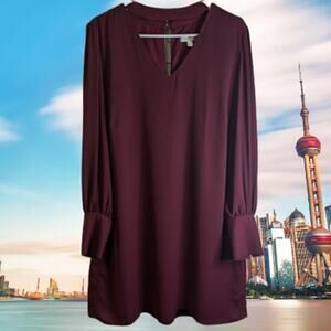 Eva Mendez New York Company Large long sleeve v neck lined burgundy fall/winter